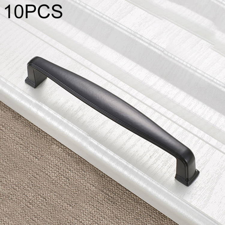 

10 PCS 6227C-128 Simple Cabinet Door Handle Drawer Wardrobe Zinc Alloy Handle (Black)