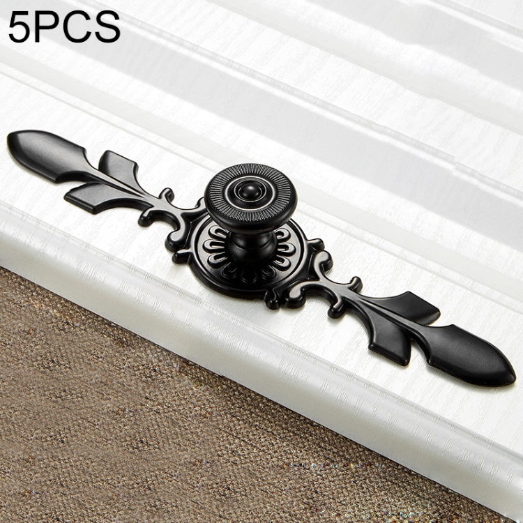 

5 PCS 6037-169 Simple Cabinet Door Handle Drawer Wardrobe Zinc Alloy Handle (Black)