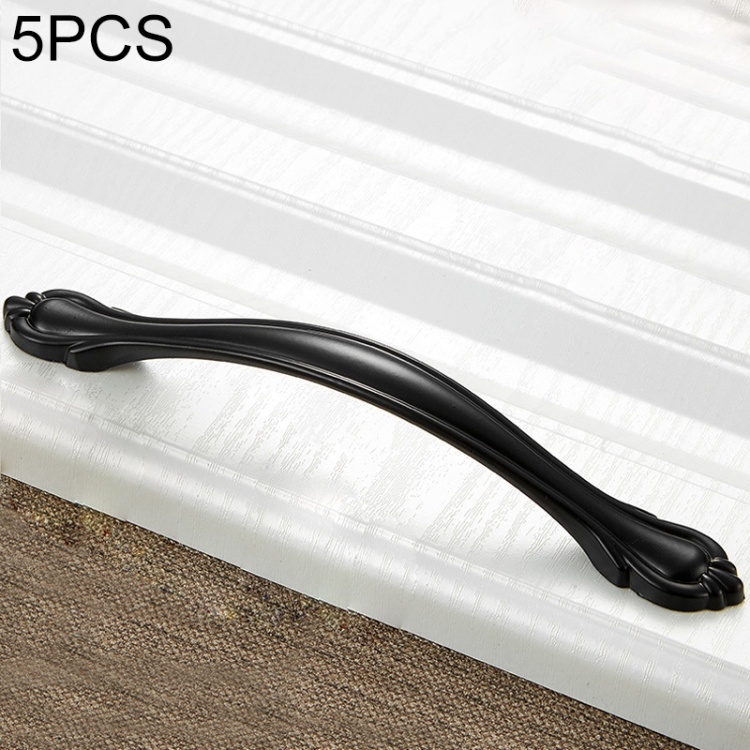 

5 PCS 6588-128 Simple Cabinet Door Handle Drawer Wardrobe Zinc Alloy Handle (Black)