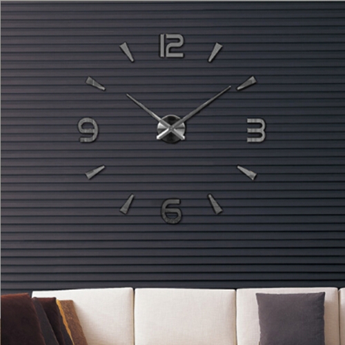 

Bedroom Home Decoration Watch Frameless 3D Mirror Large DIY Wall Sticker Mute Clock, Size: 100*100cm(Black)
