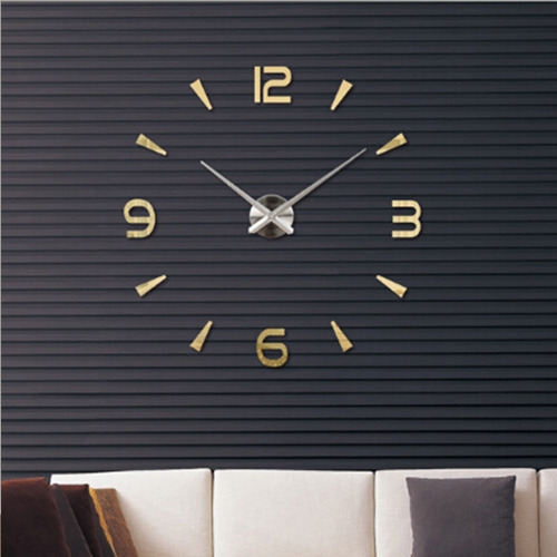 

Bedroom Home Decoration Watch Frameless 3D Mirror Large DIY Wall Sticker Mute Clock, Size: 100*100cm(Gold)