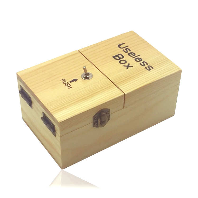 

Creative Funny Present Useless Box Novel Wooden Anti-stress Toy, Size: 15*9*7cm(Light Wood)