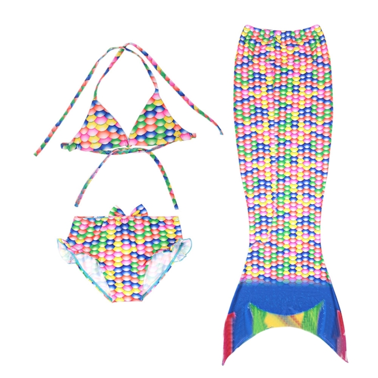 

Girl Mermaid Tail 3 Pieces Swimmable Bikini Set Cute Swimsuit, Size: 110cm