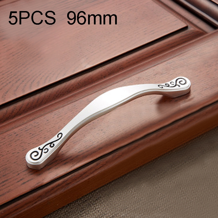 

5 PCS 4087-96 Simple Furniture Cabinet Handle Full Polished Alloy Handle (Silver)