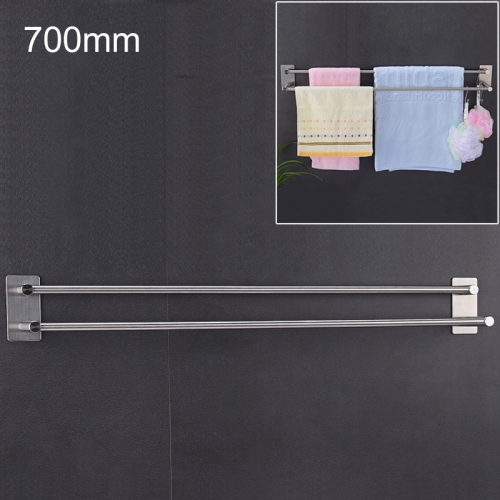 

304 Stainless Steel Towel Holder Folding Double Pole Hanging Rack Organizer Hook Bathroom Bracket, Size: 700mm