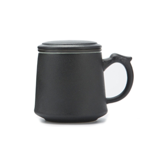 

Coarse Pottery Large Capacity Mug Water Cup Travel Tea Set, with Filter & Cover & Handy Bag (Black)