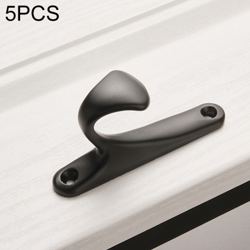 

5 PCS Hook-01 Aluminum Alloy Wall Hanging Key Receiving Hanging Hook (Black)