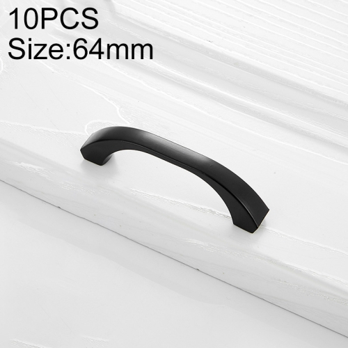 

10 PCS 4003_64 Stainless Steel Closet Cabinet Handle Pitch: 64mm (Black)