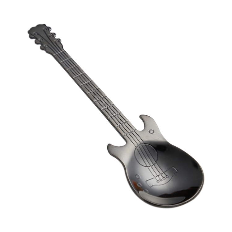 

5 PCS Creative Stainless Steel Guitar Shape Coffee Spoon Mixing Spoon(Black)