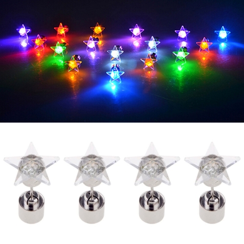 

4 PCS Fashion Five-pointed Star Shape LED Earrings Glowing Light Up Earring Stud(Colour)