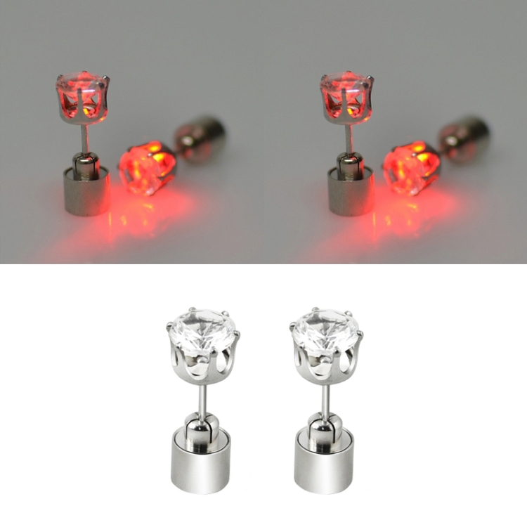 

4 PCS Fashion LED Earrings Glowing Light Up Diamond Earring Stud(Red)