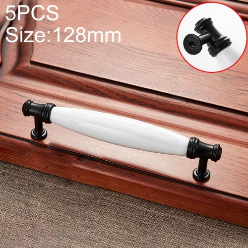 

5 PCS 5001_128 Black and White Ceramic Closet Cabinet Handle Pitch: 128mm