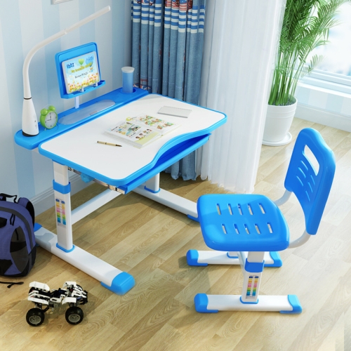 

Multifunctional Lifting Plastic Children Study Table and Chair Set (Blue)