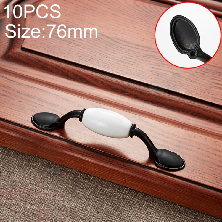 

10 PCS 5018_76 Black and White Ceramic Closet Cabinet Handle Pitch: 76mm