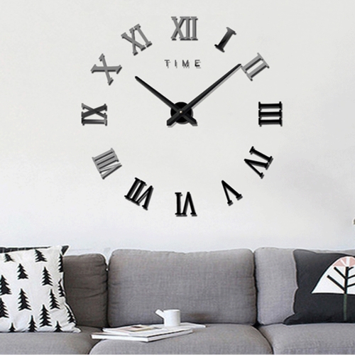 

Bedroom Home Decoration Frameless Roman Numeral Large DIY Wall Sticker Mute Clock, Size: 100*100cm(Black)