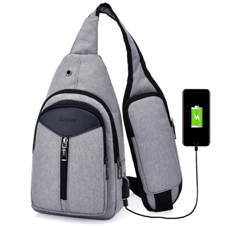 

Portable Backpack Casual Outdoor Unisex Shoulder Bags Triangle Design Crossbody Bags Outdoor Sports Riding Shoulder Bag with External USB Charging Interface and Headphone Plug(Grey)