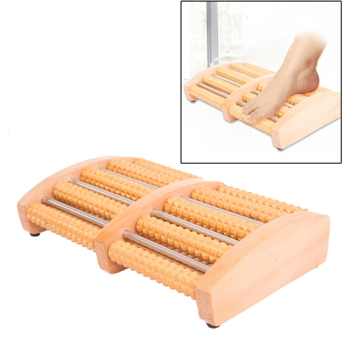 

Thickened Large Non-slip Five-row Solid Wood Roller Foot Massager