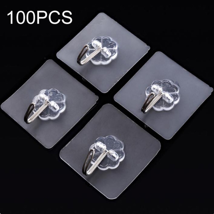 

100 PCS Kitchen Bathroom Wall Hanging Transparent Non-marking Glue Hook