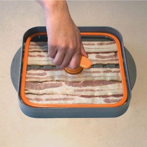 

Crispy Bacon Bakeware Pan Nonstick Barbecue Pad Baking Pan Microwave Oven Pad Kitchen Tools, Size: 30.5 x 25.0 x 7.0cm