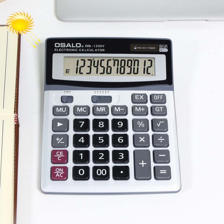 

OSALO OS-1200V 12 Digits Desktop Calculator Solar Energy Dual Power Calculator