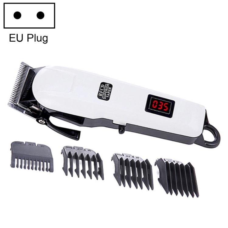 

Precise Steel Cutting Head Liquid Crystal Charging Wireless Electric Hair Clipper, EU Plug