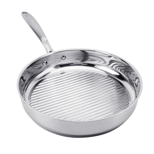 

LX-JG28-01 Stainless Steel Striped Steak Pot Frying Pan Cooking Pot