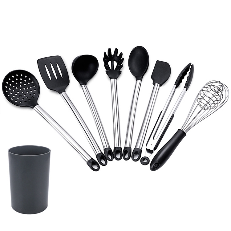 

kn430 8 in 1 Silicone + Stainless Steel Kitchen Tools Set with Bucket