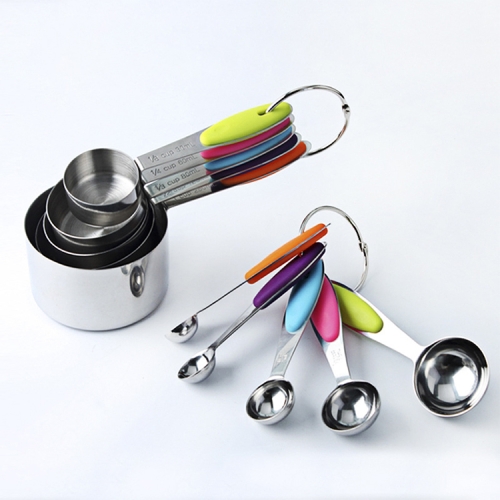 

kn650 10 in 1 Colorful Stainless Steel Measuring Spoon Cake Mold Baking Tool Set