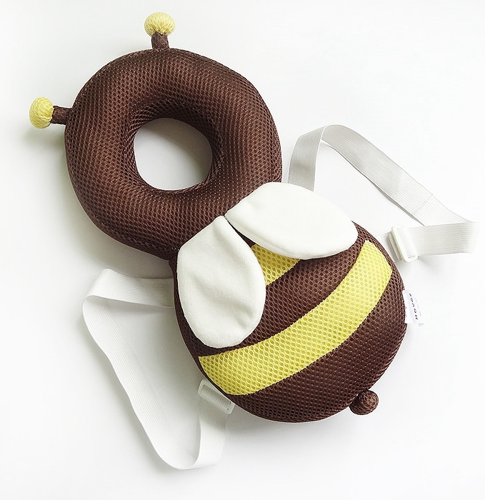 

35cm Summer Breathable Coffee Bee Pattern Shockproof Head Pad for Baby Children Waliking
