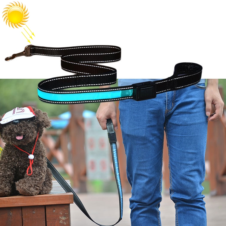 

1.2m Medium and Large Dog Pet Solar + USB Charging LED Light Traction Rope(Blue)
