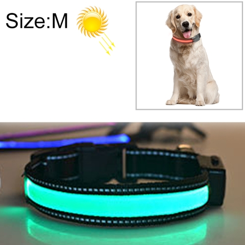 

Medium and Large Dog Pet Solar + USB Charging LED Light Collar, Neck Circumference Size: M, 40-50cm(Green)