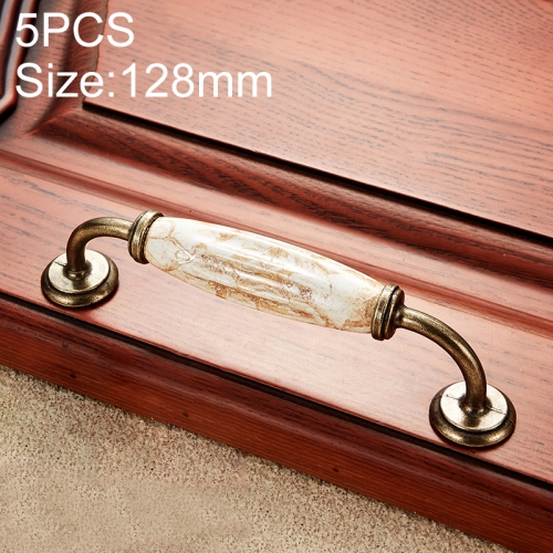 

5 PCS 5030_128 Marble Texture Ceramic Closet Cabinet Handle Pitch: 128mm