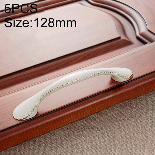 

5 PCS 6009_128 Ivory White Zinc Alloy Simple Closet Cabinet Handle Pitch: 128mm