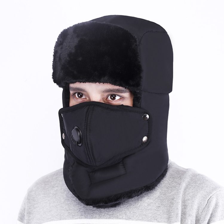 

Outdoor Anti-smog Cycling Cap Thick Warm Ear Protection Windproof Hat (Black)