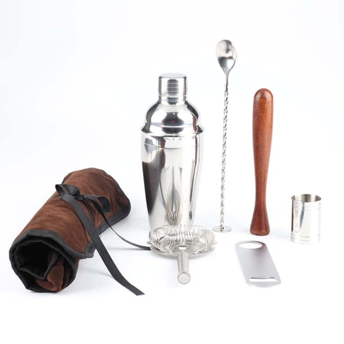 

7 in 1 Stainless Steel Wine Cocktail Shaker Tools Set with Cloth Bag, Capacity: 550ml