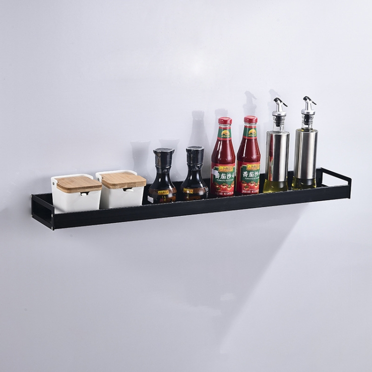 

70cm Kitchen Multi-function Wall Hanging Holder Seasoning Storage Rack (Black)