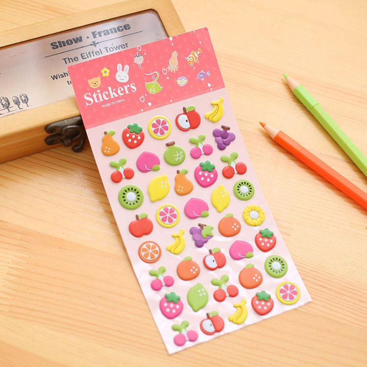 

2 PCS Fruits Pattern Creative Cartoon Children DIY Album Diary Decorative Stereo Bubble Sticker
