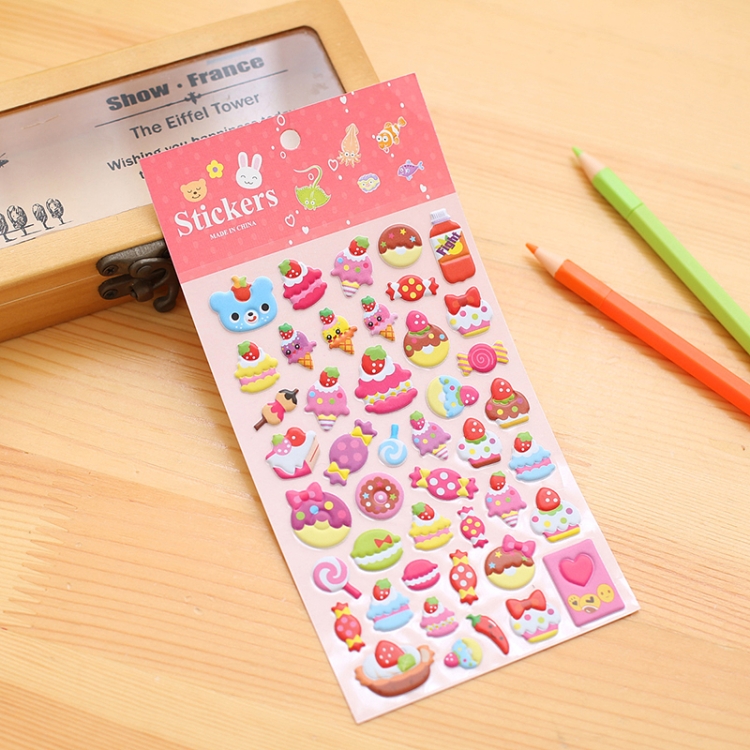 

2 PCS Cakes Pattern Creative Cartoon Children DIY Album Diary Decorative Stereo Bubble Sticker