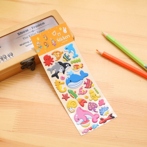 

2 PCS Sea World Pattern Creative Cartoon Children DIY Album Diary Decorative Stereo Bubble Sticker