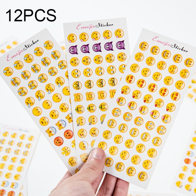 

12 PCS Emoji Facial Stickers Creative Diary Decorative Sticker