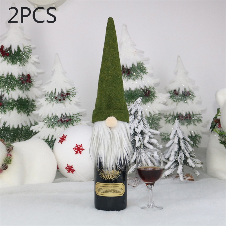 

2 PCS CX20214 Faceless Doll Wine Bottle Bag Christmas Decoration (Green)