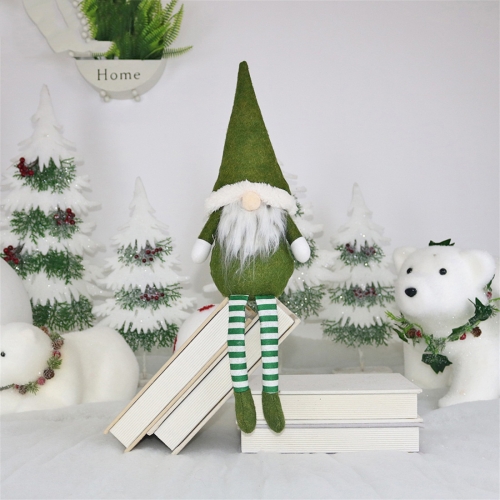 

2 PCS CX20218 Faceless Long-legged Sitting Doll Window Ornament Christmas Decoration (Green)