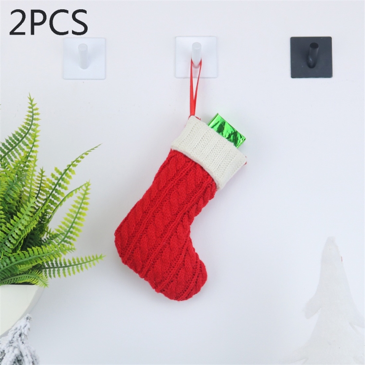 

2 PCS CX20220 Christmas Wool Knitting Sock Gift Bag Christmas Tree Pendant Decoration (Red)