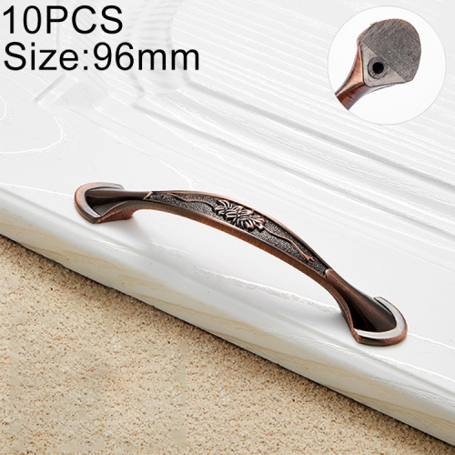 

10 PCS 6026-96 European Style Zinc Alloy Cabinet Wardrobe Drawer Door Handle, Hole Spacing: 96mm (Red Bronze)