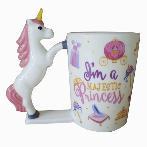 

3D Unicorn Shape Ceramic Hand Painted Mug Water Cup (Pink)