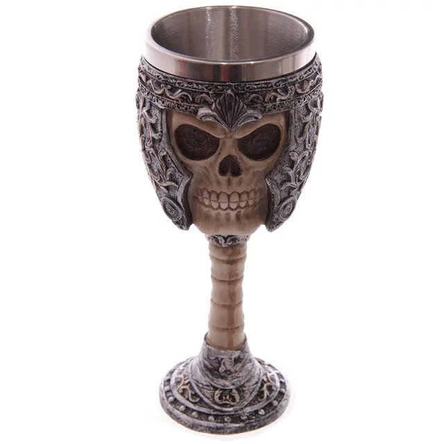 

Armored Skull Shape Resin Double Layer Stainless Steel Goblet Water Cup