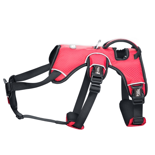 

Tuffhound 1617S Adjustable Dog Harness Lead Leash Collar Belt,Size:M, (46-62)+(45-62)cm (Red)