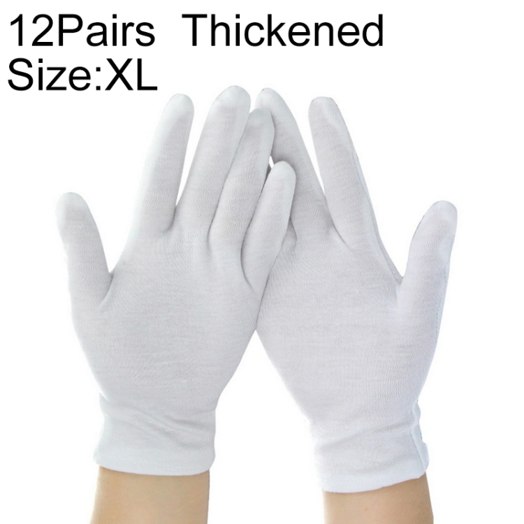 

12 Pairs Pure Cotton Working Gloves, Thickened，Size：XL