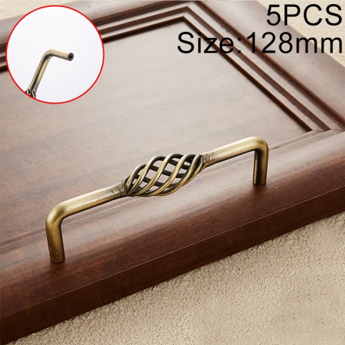 

5 PCS 6098-128 Classic Birdcage Shape Iron Cabinet Wardrobe Drawer Door Handle, Hole Spacing: 128mm (Bronze)