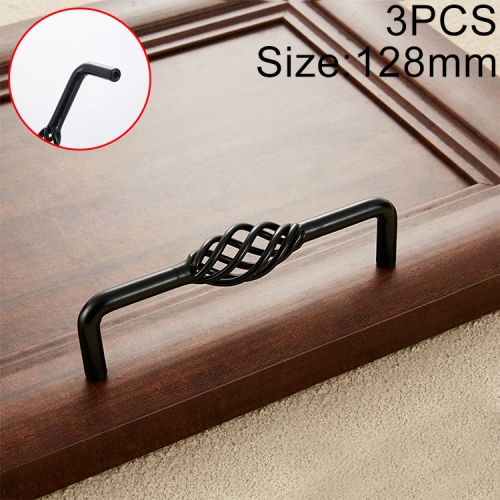 

3 PCS 6098-128 Classic Birdcage Shape Iron Cabinet Wardrobe Drawer Door Handle, Hole Spacing: 128mm (Matte Black)